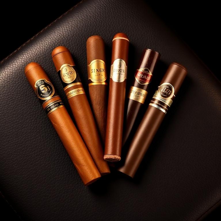 A selection of premium cigars arranged for comparison